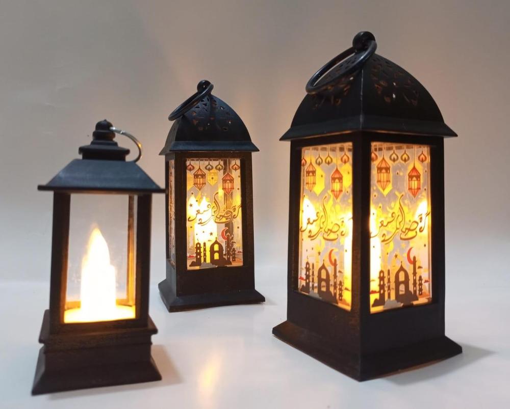 Ramadan LED Flame Light Decoration Lamp, Pack Of 3 (BLACK)