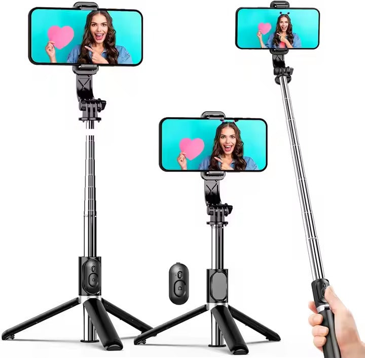 Phone Tripod Selfie Stick with Remote, Portable iPhone Tripod for Travel/Video Recording, Mobile Tripod Stand Expandable Height from 22cm to 140cm