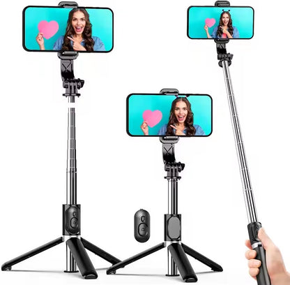 Phone Tripod Selfie Stick with Remote, Portable iPhone Tripod for Travel/Video Recording, Mobile Tripod Stand Expandable Height from 22cm to 140cm