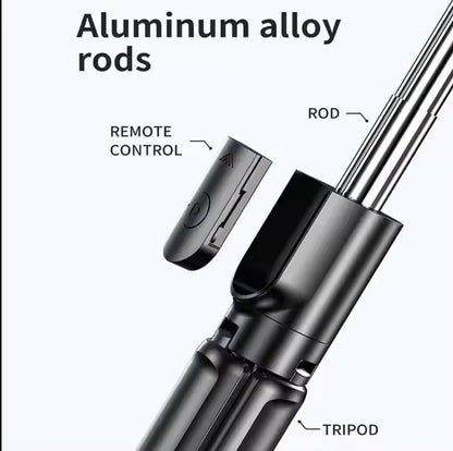 Phone Tripod Selfie Stick with Remote, Portable iPhone Tripod for Travel/Video Recording, Mobile Tripod Stand Expandable Height from 22cm to 140cm