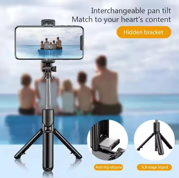 Phone Tripod Selfie Stick with Remote, Portable iPhone Tripod for Travel/Video Recording, Mobile Tripod Stand Expandable Height from 22cm to 140cm