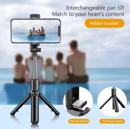 Phone Tripod Selfie Stick with Remote, Portable iPhone Tripod for Travel/Video Recording, Mobile Tripod Stand Expandable Height from 22cm to 140cm