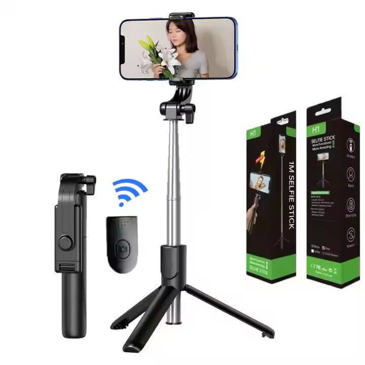 Phone Tripod Selfie Stick with Remote, Portable iPhone Tripod for Travel/Video Recording, Mobile Tripod Stand Expandable Height from 22cm to 140cm