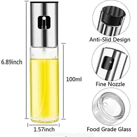 Leak Proof Oil Spray Bottle for Cooking Oil Sprayer Bottle Versatile Funnel Refillable Glass Vinegar Spray Bottle for BBQ Baking Salad, for Cooking, Roasting, Grilling, Air Frying Etc.(150