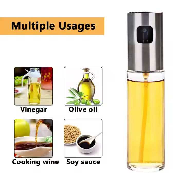 Leak Proof Oil Spray Bottle for Cooking Oil Sprayer Bottle Versatile Funnel Refillable Glass Vinegar Spray Bottle for BBQ Baking Salad, for Cooking, Roasting, Grilling, Air Frying Etc.(150