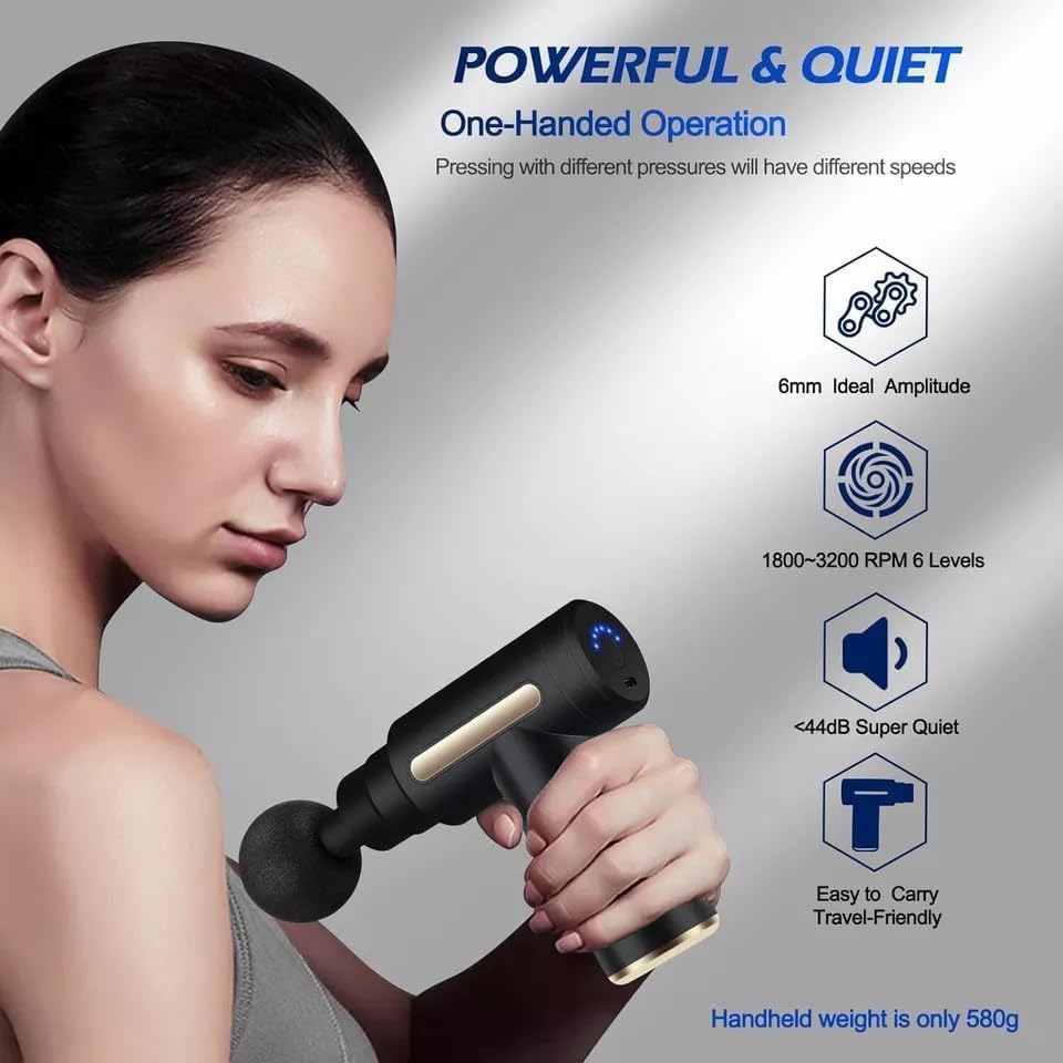 Mini Massage Gun Deep Tissue - Portable 6 Speeds Handheld Muscle Massager with 4 Massage Heads 1800mAh Battery & Type-C Charging, for Muscle Pain Relief Recovery, Multi (Style 1)