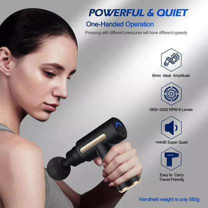 Mini Massage Gun Deep Tissue - Portable 6 Speeds Handheld Muscle Massager with 4 Massage Heads 1800mAh Battery & Type-C Charging, for Muscle Pain Relief Recovery, Multi (Style 1)
