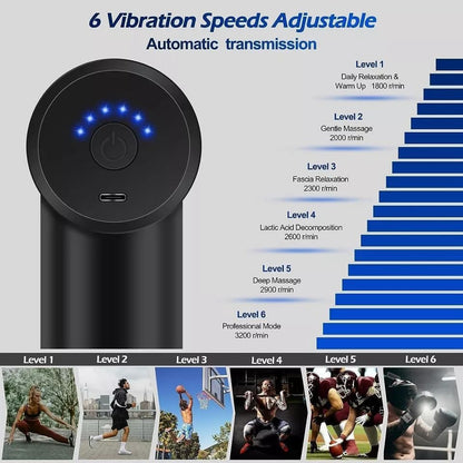 Mini Massage Gun Deep Tissue - Portable 6 Speeds Handheld Muscle Massager with 4 Massage Heads 1800mAh Battery & Type-C Charging, for Muscle Pain Relief Recovery, Multi (Style 1)