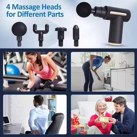Mini Massage Gun Deep Tissue - Portable 6 Speeds Handheld Muscle Massager with 4 Massage Heads 1800mAh Battery & Type-C Charging, for Muscle Pain Relief Recovery, Multi (Style 1)
